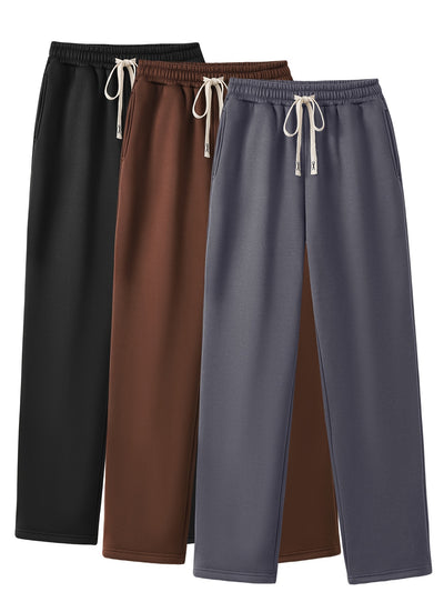 3-Pack Dames Casual Joggingbroeken met Elastische Taille en Zijzakken