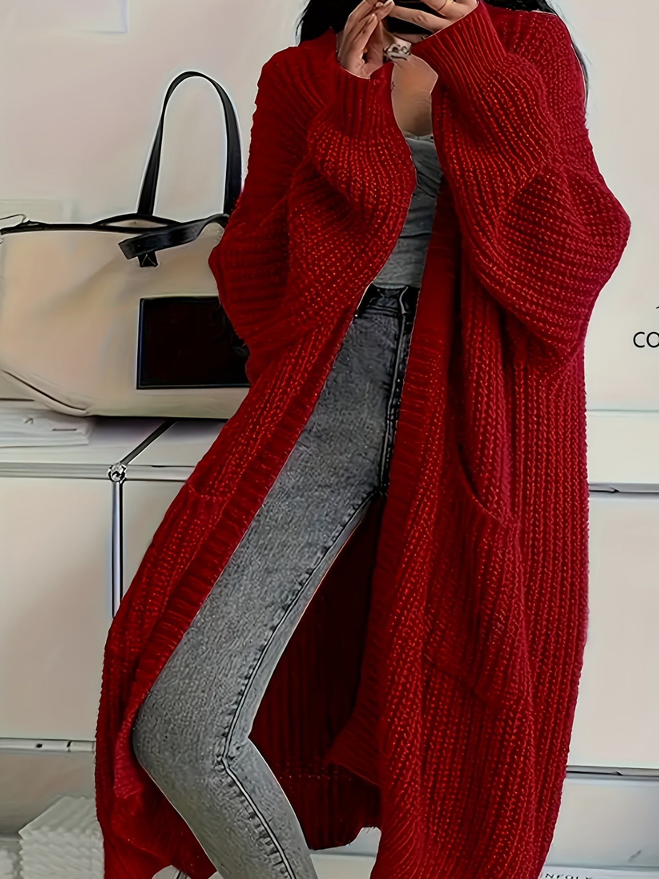 Grijze™ | Dames Gezellige Grijze Cardigan Met Ceintuur