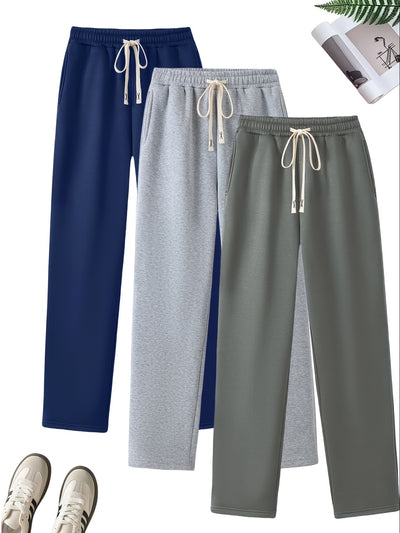 3-Pack Dames Casual Joggingbroeken met Elastische Taille en Zijzakken