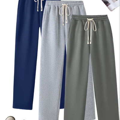 3-Pack Dames Casual Joggingbroeken met Elastische Taille en Zijzakken