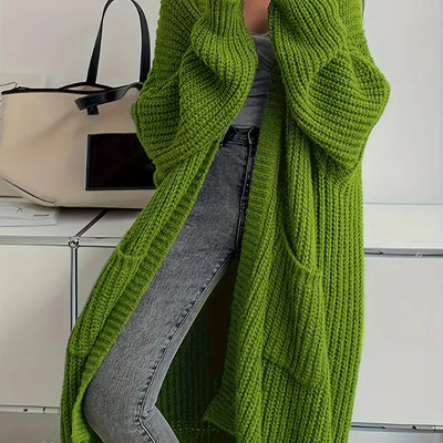Grijze™ | Dames Gezellige Grijze Cardigan Met Ceintuur