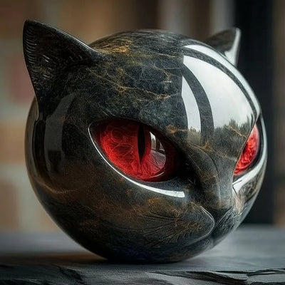 NyxCharm - Mystieke Zwarte Kat Hoofd Sculptuur