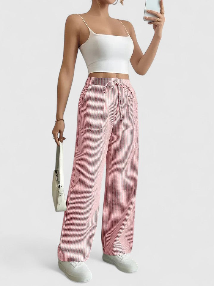 Dominique | Comfortabele wijde broek met elegante details