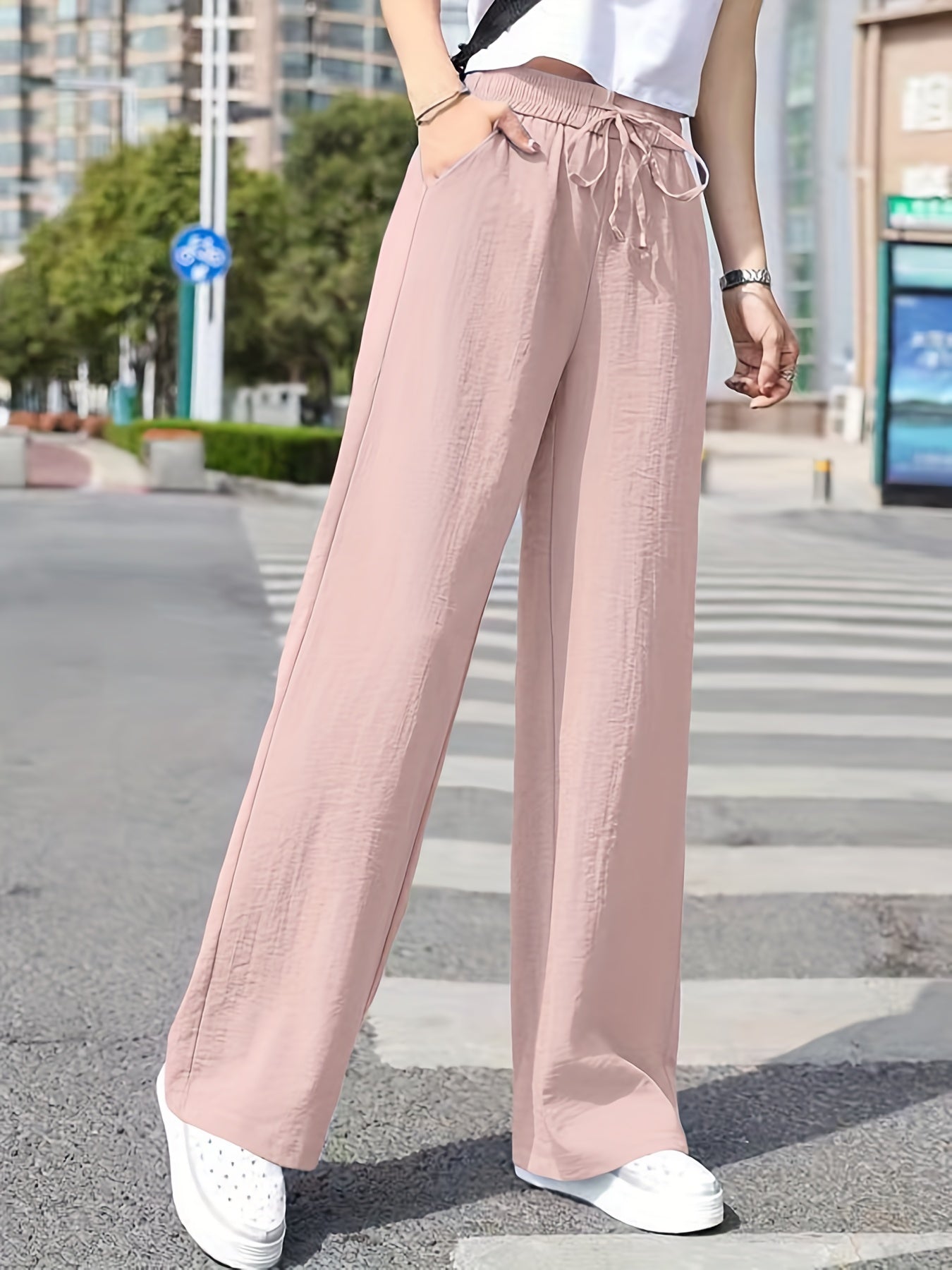 Lange™ | Minimalistische Effen Lange Drawstring Broek Voor Dames