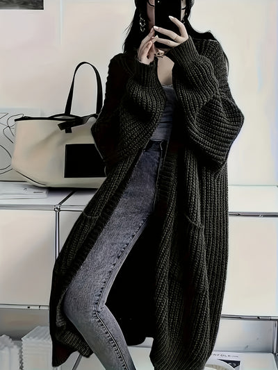 Grijze™ | Dames Gezellige Grijze Cardigan Met Ceintuur