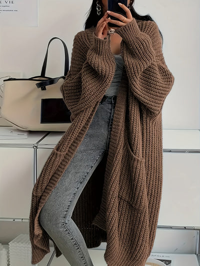 Grijze™ | Dames Gezellige Grijze Cardigan Met Ceintuur