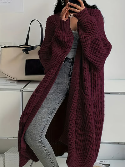 Grijze™ | Dames Gezellige Grijze Cardigan Met Ceintuur