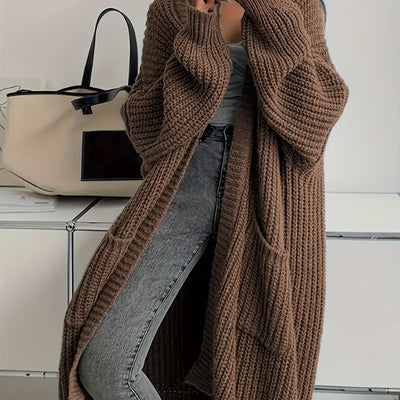 Grijze™ | Dames Gezellige Grijze Cardigan Met Ceintuur