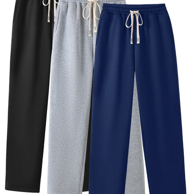 3-Pack Dames Casual Joggingbroeken met Elastische Taille en Zijzakken