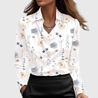 Sylvia | Blouse met luxe glans en plooihals
