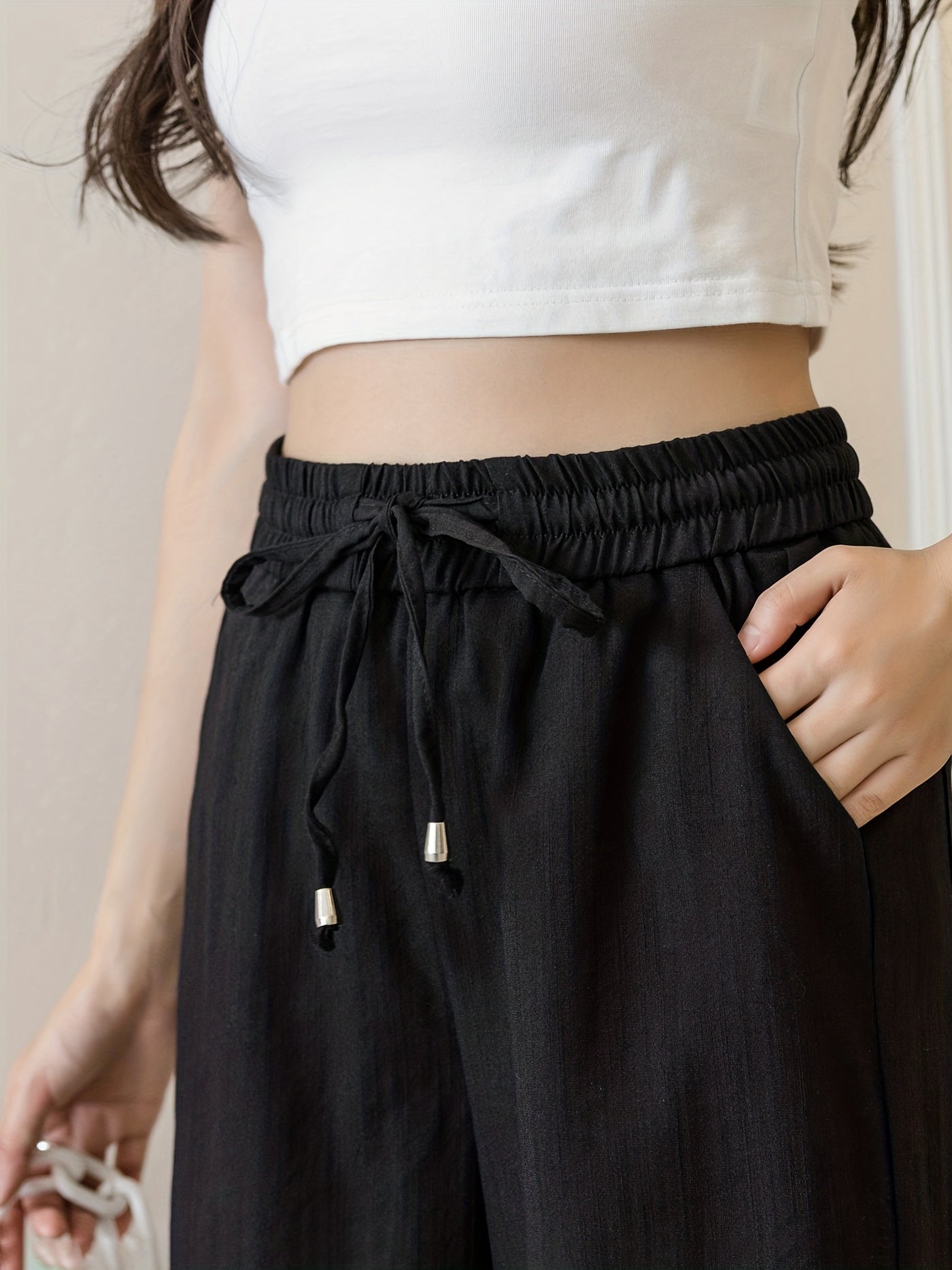 Lange™ | Minimalistische Effen Lange Drawstring Broek Voor Dames