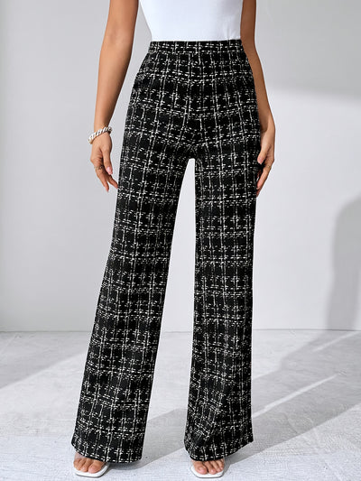 Geruite™ | Vrouwen Zwart-witte Geruite Flared Broek