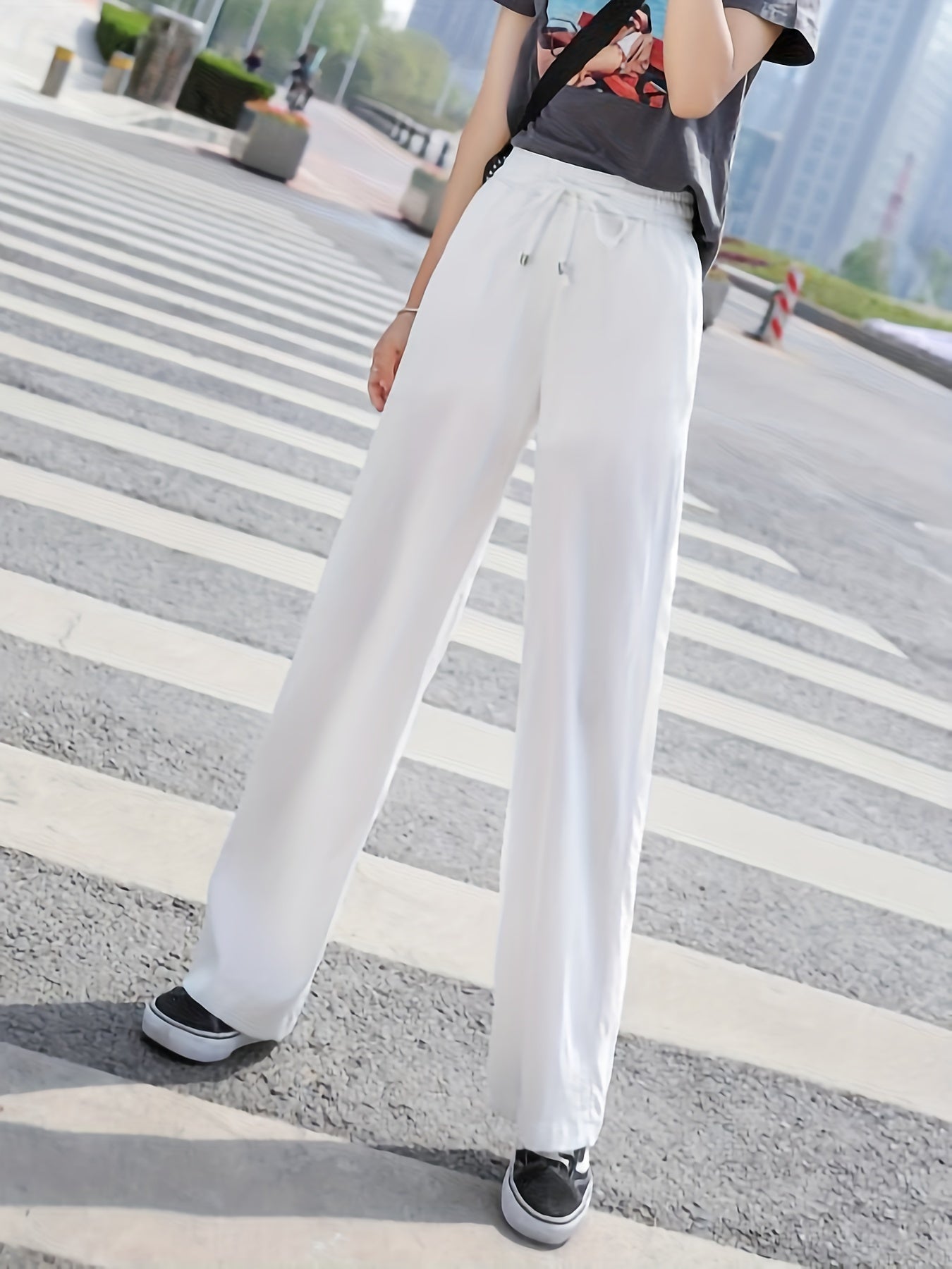 Lange™ | Minimalistische Effen Lange Drawstring Broek Voor Dames