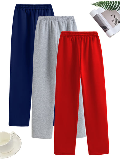 3-Pack Dames Casual Joggingbroeken met Elastische Taille en Zijzakken