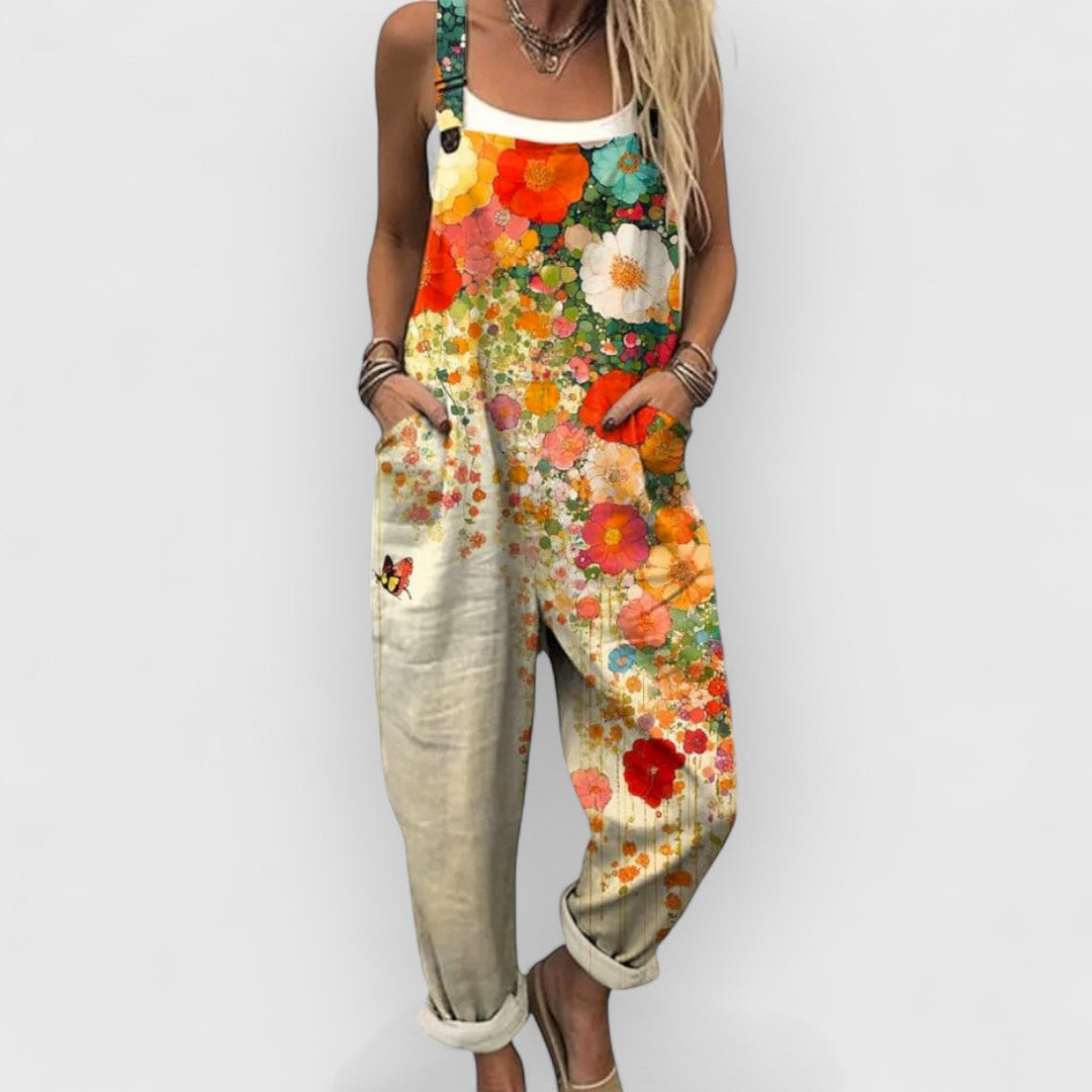 Ester | Handcrafted Vintage Floral Jumpsuit for a Unique Look
