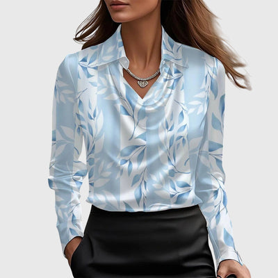 Sylvia | Blouse met luxe glans en plooihals