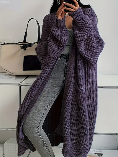 Grijze™ | Dames Gezellige Grijze Cardigan Met Ceintuur