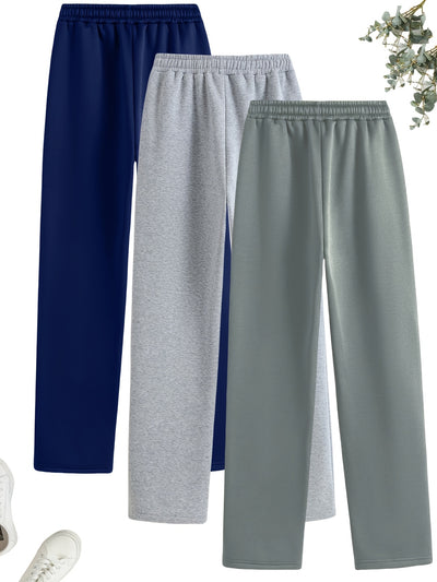 3-Pack Dames Casual Joggingbroeken met Elastische Taille en Zijzakken