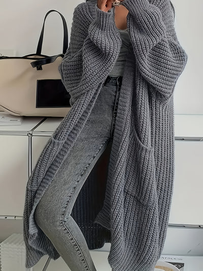 Grijze™ | Dames Gezellige Grijze Cardigan Met Ceintuur