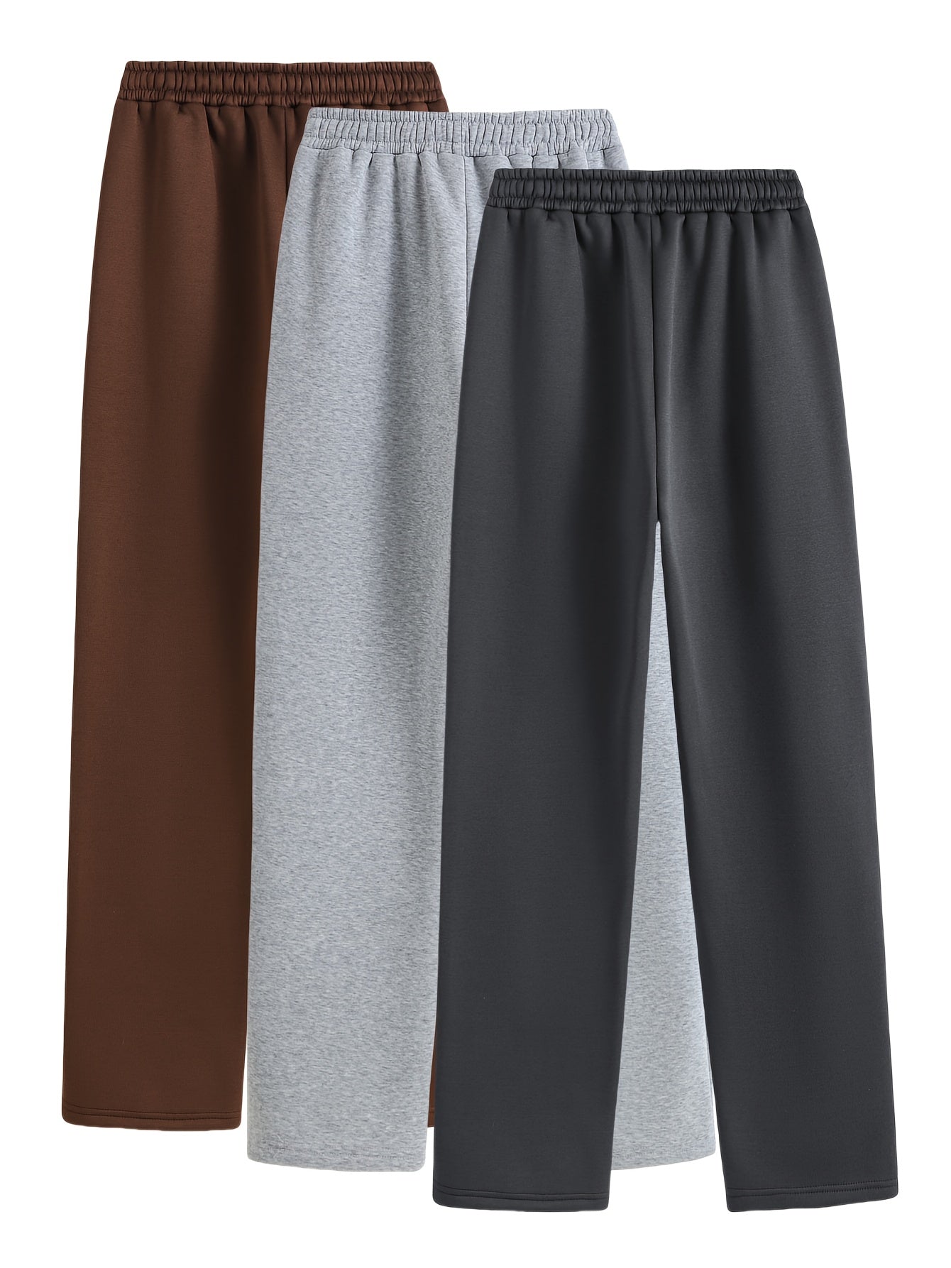 3-Pack Dames Casual Joggingbroeken met Elastische Taille en Zijzakken