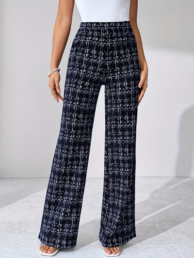 Geruite™ | Vrouwen Zwart-witte Geruite Flared Broek