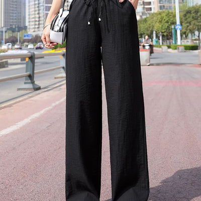 Lange™ | Minimalistische Effen Lange Drawstring Broek Voor Dames