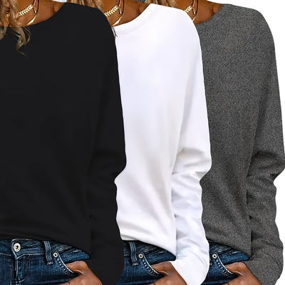 3™ | Set Van 3 Casual Crew Neck Lange Mouwen T-shirts