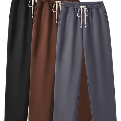 3-Pack Dames Casual Joggingbroeken met Elastische Taille en Zijzakken