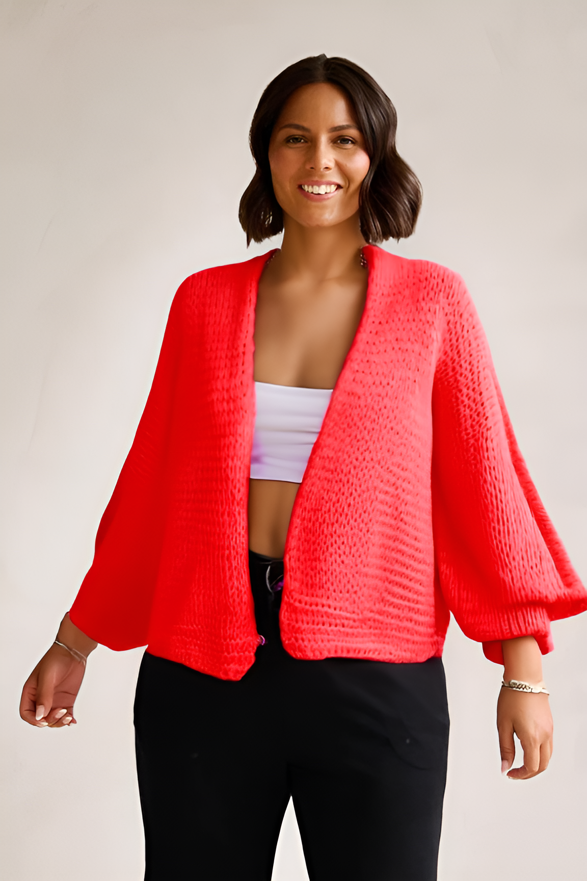 Front™ | Beige Open Front Dames Trui